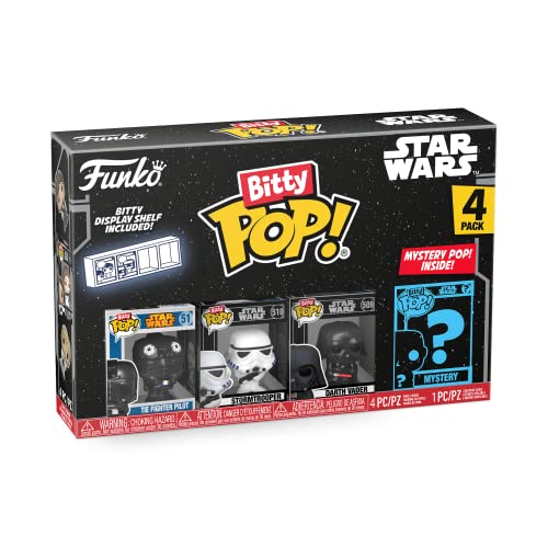Funko Bitty Pop! Star Wars Mini Collectible Toys 4-Pack - Darth Vader, TIE Fighter Pilot, Stormtrooper & Mystery Chase Figure (Styles May Vary)