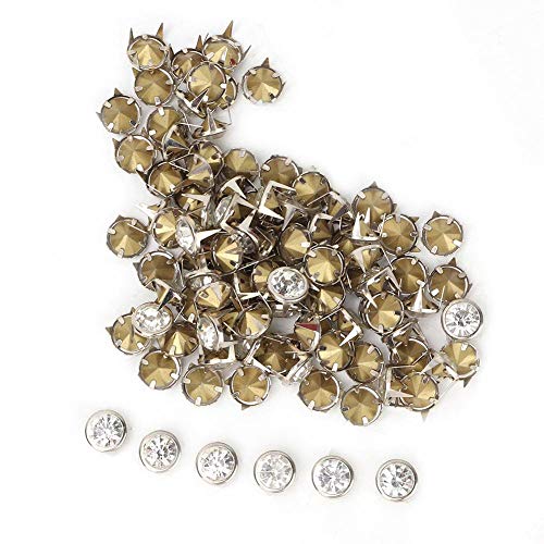 GLOGLOW 100Pcs Rhinestone Nailhead Studs, 10mm 4-Claw Crystal Claw Rivets for DIY Leather Clothing Bag Shoes Belts
