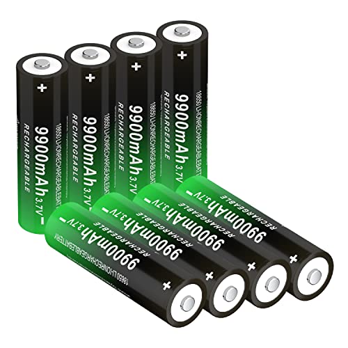 CWUU 18650 Rechargeable Battery 3.7V 9900mah High Capacity for Flashlight 240313 (Button Top, 8 Pack)
