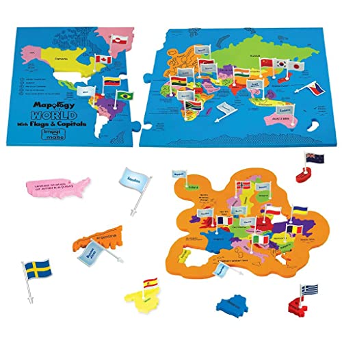 Imagimake Mapology World Map Puzzle - Includes Country Flags & Capitals | Educational Toys for Kids 5-7 | Fun Jigsaw Puzzle for Girls & Boys Toy Age 6-8 | Games for Kids 8-12 for Kids