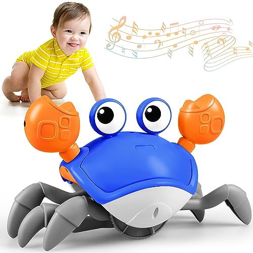 Crawling Crab Toy, Infant Tummy Time Baby Toys, Fun Interactive Dancing Walking Moving Toy Babies Sensory Induction Crabs with Music, Baby Toy 0-6 to 12-18 Months Boys Girls Toddler Birthday Gifts