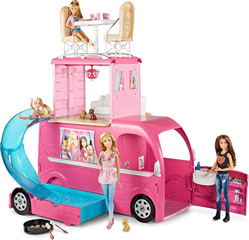 Barbie Pop-Up Camper Transforms into 3-Story Play Set with Pool!, Pink
