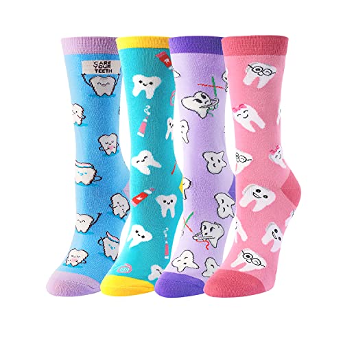 HAPPYPOP Dental Socks Tooth Socks Teeth Socks Dentist Socks, Dental School Graduation Gifts Dental Assistant Appreciation Gifts Dentist Gifts Teeth Gifts