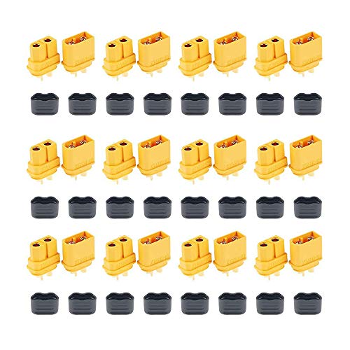 FymuSing 12 Pair XT60H (XT60 Upgrade) Male Female Bullet Connectors Power Plugs with Sheath for Lipo Battery RC Planes Cars