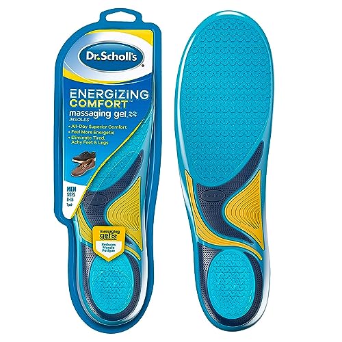 Dr. Scholl's Energizing Comfort Everyday Insoles with Massaging Gel, On Feet All-Day, Shock Absorbing, Arch Support,Trim Inserts to Fit Shoes, Men's Size 8-14, 1 Pair