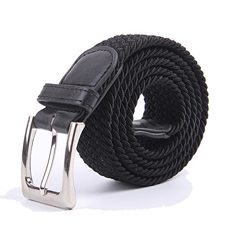 Gelante Canvas Elastic Fabric Woven Stretch Multicolored Braided Belts 2041-Black-L