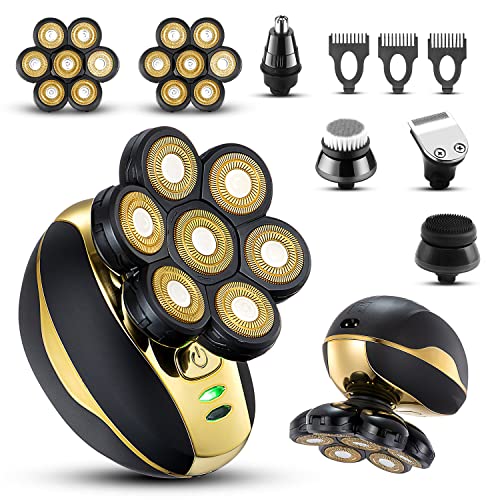 VOTMONI Head Shaver for Bald Men Upgrade 7D Electric Shavers Waterproof Bald Head Close Shaver for Men Rechargeable Rotary Shaver Multifunctional Electric Razors Wet & Dry Bald Shaver