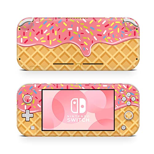 ZOOMHITSKINS Switch Lite Accessories, Compatible for Switch Lite Skin, Waffle Cookie Sweet Food Cute Donut Pink Yellow, 3M Vinyl, Durable & Fit, Easy to Install, Made in The USA