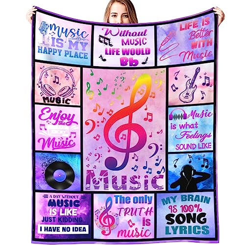 MIBDDK Abstract Music Note with Piano Blanket Flannel Fleece Throw Blankets for Sofa Couch Bed Office All Season 50'X40'