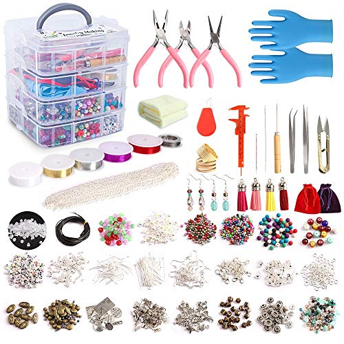 Jewelry Making Kit, 1960 pcs, Supplies Includes Beads, Instructions, Findings, Wire for Bracelet, Necklace, Earrings Making Kit for Adults by Inscraft