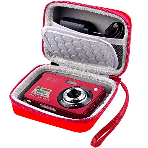 Carrying & Protective Case for Digital Camera, AbergBest 21 Mega Pixels 2.7' LCD Rechargeable HD/Kodak Pixpro/Canon PowerShot ELPH 180/190 / Sony DSCW800 / DSCW830 Cameras for Travel - Red