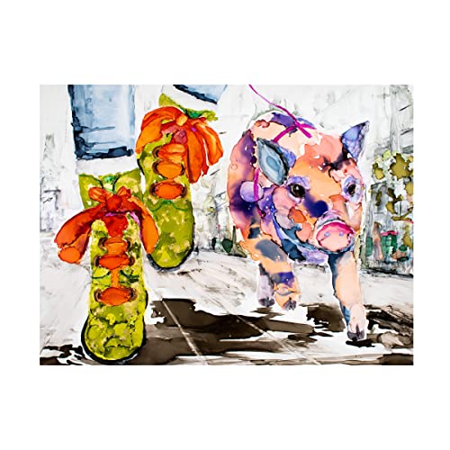 Trademark Fine Art 'Walk Your Hog in Fluevogs' Canvas Art by Leslie Franklin 14x19
