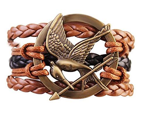 Today's Loot Hunger Games Mocking Jay Bird Braided Bracelet - Brown and Black