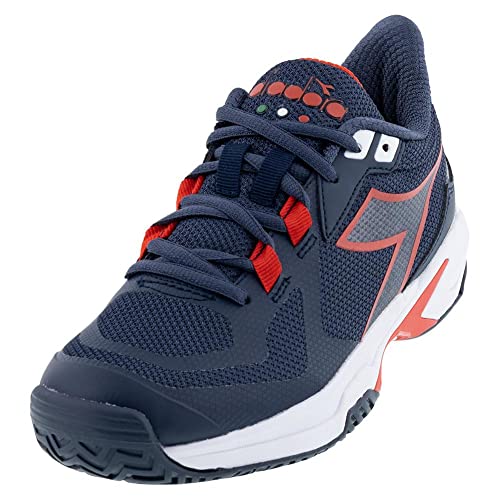 Diadora Men's Trofeo 2 All Ground Pickleball Shoes (Blue Corsair/White/Fiery Red, 10.5)