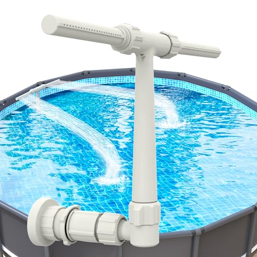 Pool Fountain for Above and In-Ground Pools, Dual Spray Waterfall Sprinkler Fountain, Above Ground Pool Accessories, Adjustable Waterfall Cooling and Relaxation (Grey)