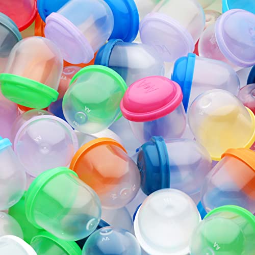 Vending Machine Capsules - 1.1 Inch Tiny Frosty Clear-Colored Acorn Capsules - 50 Pcs Empty Toy Capsules - 8 Colors Plastic Capsules for Toys - 28 mm Prize Machine Capsules - Small Colored Containers
