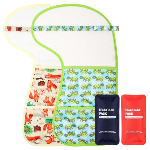 Leekalos Organic Burp Cloths with Hot & Cold Therapy Clay Pack Inserts,Ultra Absorbent Burping Cloth for Baby Boys and Girls,Baby Fever,Teething Pain,Colic & Gas Relief