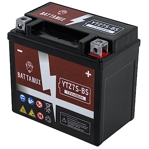 Battanux YTZ7S-BS Battery & Motorcycle Battery, Sealed SLA/AGM 12V6Ah ATV/UTV/Snowmoble/Motor bike Battery Maintenance Free & No tools for installation & Advanced Technology & Environmental