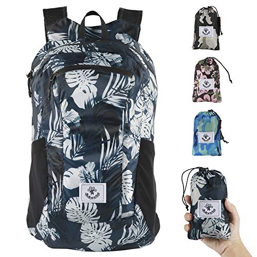 4Monster Hiking Daypack,Water Resistant Lightweight Packable Backpack for Travel Camping Outdoor (Flower Blue, 16L)