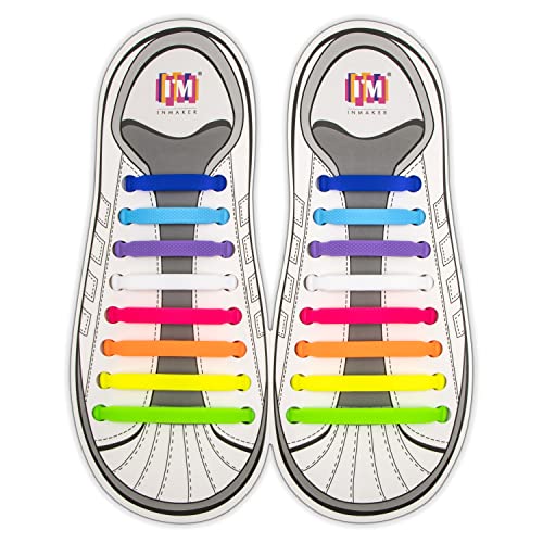 INMAKER No Tie Shoe Laces for Adults and Kids, Elastic Shoelaces for Sneakers, Rubber Silicone Tieless Laces
