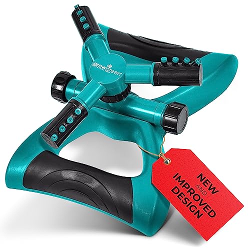 GrowGreen Sprinkler, Sprinklers for Yard, Rotating Lawn Sprinkler, Sprinklers for Yard Large Area, Lawn Sprinklers, Powerful and Even Watering for Lawns and Gardens, Water Sprinkler