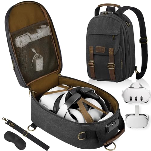 SMRITI Hard Carrying Case with Combination Lock Compatible with VR Elite Strap Battery Version Virtual Reality Headsets and Touch Controllers Accessories, Large Portable Backpack for Travel & Storage