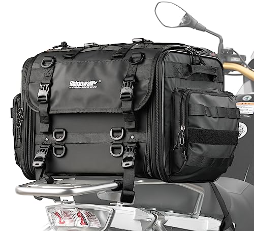 Rhinowalk Motorcycle Tail Bag, Expandable Motorcycle Travel Luggage Bags 60L, motorcycle Powersports Saddle Bags, Motorbike Helmet Bag Waterproof Rain Cover with Straps (Black)