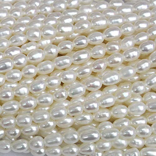 Tacool Natural Genuine Freshwater Cultured Pearl Rice 3-4mm Diam Jewelry Making Loose Beads