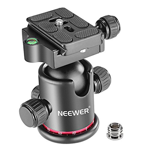 NEEWER Tripod Ball Head 360° Panoramic All Metal with Arca Type Quick Release Plate, 1/4' Screw 3/8' Thread Mount, Max Load 17.6lb/8kg, Tripod Head for Monopod, Slider, DSLR Camera, Camcorder (Red)