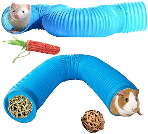 Collapsible Pet Tunnel, 2 PCS Hamster Fun Plastic Tunnels, Foldable Hideaway Exercising Training Tube Toys for Dwarf Hamster, Guinea Pig, Gerbil, Mouse, Rat and Ferrets 