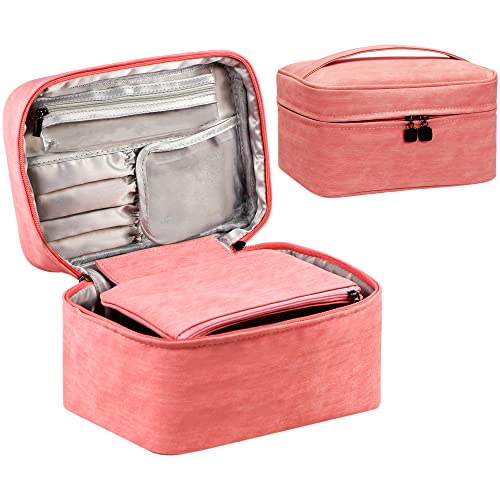 HIJJMAXX Makeup bag travel cosmetic bag makeup organizer bag travel make up bag Waterproof make up organizer bag makeup bags for women Girls.(Pink)