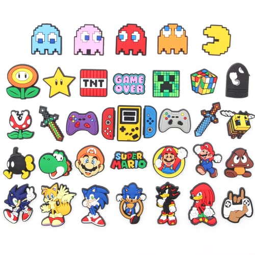 YR1COP Cute 35pcs Cartoon Game Characters shoe charms PVC shoe Decoration for DIY clog Sandals kid girls boy Teen Party Favor Gifts