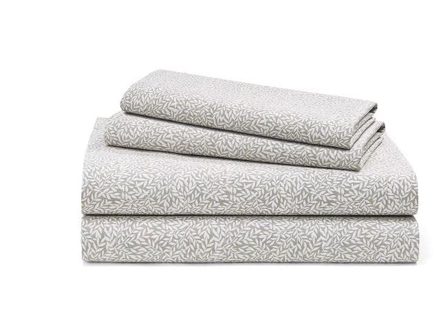 Lauren Ralph Lauren Spencer Leaf 4 pc Queen Sheet Set White on Grey