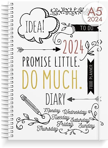Burde Planner 2024 Doodle | 11 December 2023 - 5 January 2025 | 8,3x5,8 IN A5 Format | 12 Month Diary | Weekly Planner Monthly & Yearly Overview | Hardcover, Thick paper