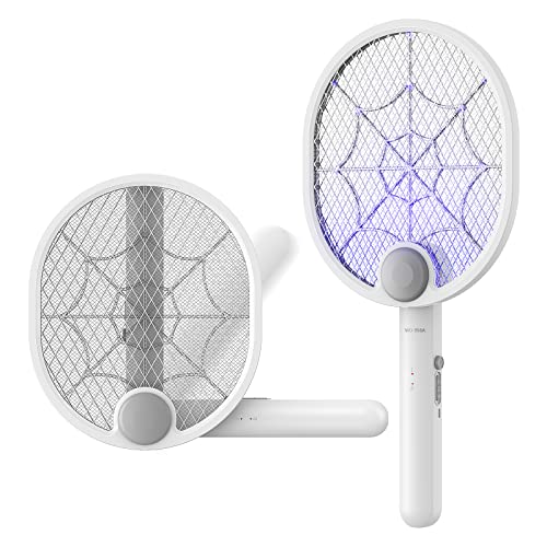 Buzbug Electric Fly Swatter, Type-C Rechargeable Mosquito Swatter, Foldable, Dual Handheld and Auto Zap Mode, 3800V Powerful Instant Bug Zapper Racket, Mosquito Bat for Indoor Outdoor Camping -WD956A