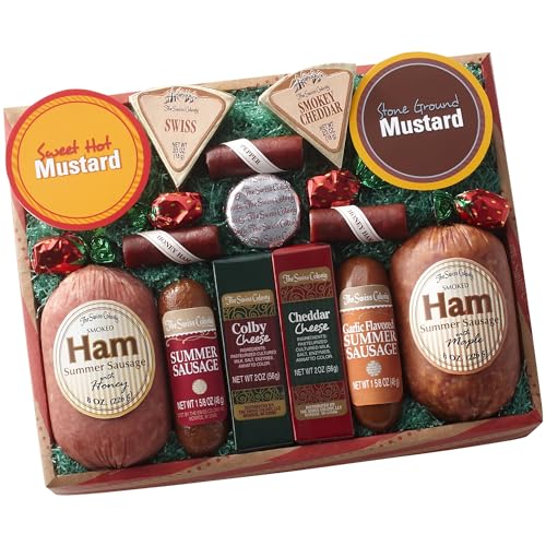 The Swiss Colony 14 Country Favorites - Assorted Ham, Summer Sausages, Cheese Bars and Wedges, Mustards, and Candies