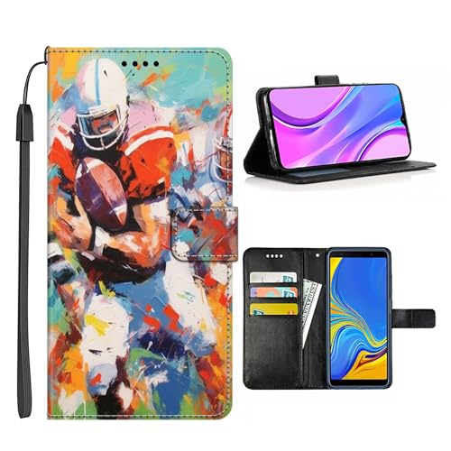 SHENCANG BLUE Pocket Case Suitable for Samsung Galaxy A53 5G Wallet Case Designer American Football Rugby-Art cc0 Cash&ID Holder Card Slots Wallet Kickstand Multi-Function with Lanyard