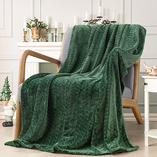 Inhand Fleece Throw Blankets, Super Soft Flannel Cozy Blankets for Adults, Washable Lightweight Blanket for Couch Sofa Bed Office, Warm Plush Blankets for All Season (50'×60', Green)