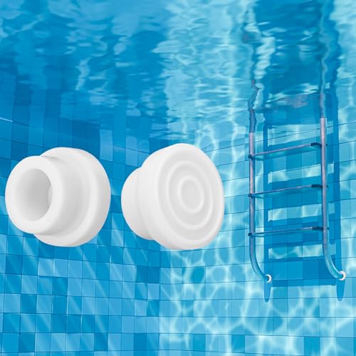 Pool Ladder Bumpers for Inground Pool, White Inside Plug Caps fit 1.9' Standard Steps Tubing, Rubber Foot Cover Protect Swimming Pool Liner (2 Pack)