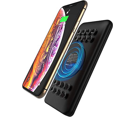 TECHSMARTER 12000mAh Fast Wireless Power Bank with Anti-Slip Suction Cups. 18W USB-C PD Portable Charger Compatible with iPhone 14, 13, 12, 11, SE 2020, X, XR, XS, Samsung S23, S22, S21, S20, S10, S9
