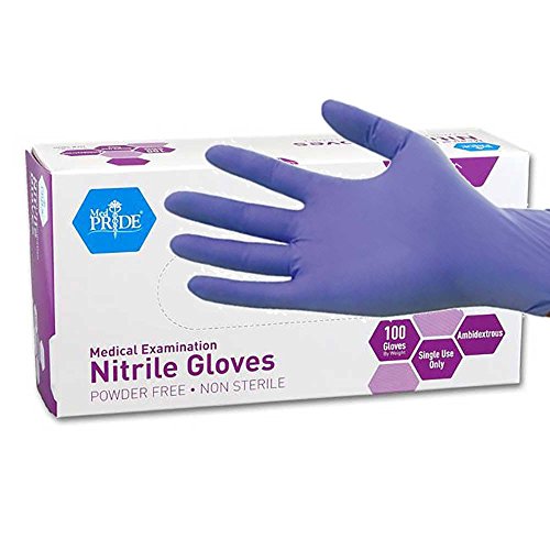 MedPride Powder-Free Nitrile Exam Gloves, Iris Blue, Medium, Box/100