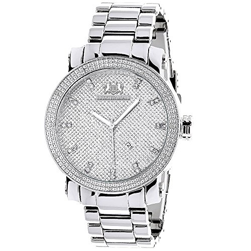 LUXURMAN Mens Diamond Watch 0.12ct Stainless Steel Band