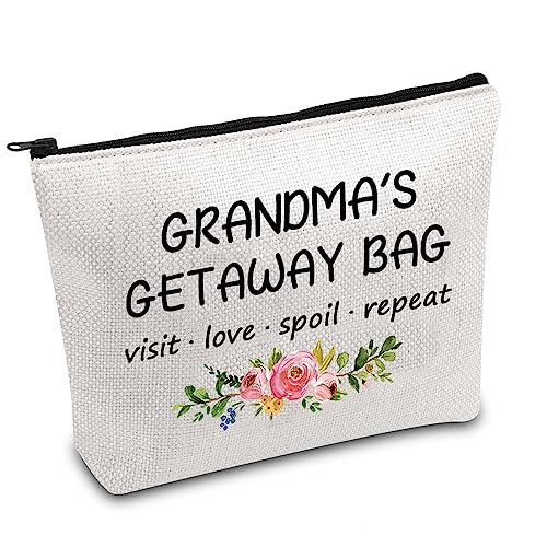 FOTAP Grandma Gifts Grandma’s Getaway Makeup Bag Nana Survival Kit Mother's Day from Grandkids Best Grandma Ever Bag Grandma Appreciation Gift (Grandma’s getaway)