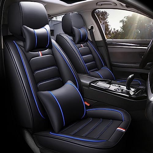 Waterproof Car Seat Covers Compatible with Citroen C3 C4 C5 C6 Ds4 Ds5 Full Set 5-seat Comfortable PU Leather Vehicle Cushion Protector All Season General (Color : Blue, Size : Ds5)