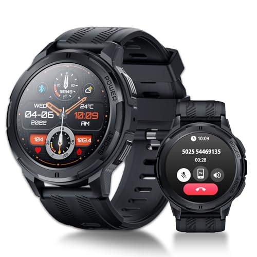 OUKITEL Military Smart Watch for Men Tactical Rugged Smart Watch with Bluetooth Call,1.43' Big Screen Fitness Tracker Heart Rate Sleep Monitor Watch Waterproof Sports Smartwatch for iPhone Android