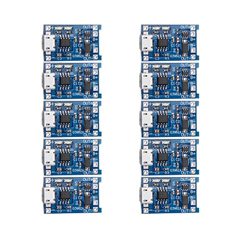 CHENBO 10 Pcs 5V Micro USB 1A 18650 TP4056 Lithium Battery Charging Board with Protection Charger Module