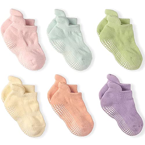 LA ACTIVE Non Slip Grip Ankle Boys and Girls Socks with Non Skid for Babies Toddlers and Kids Back to School