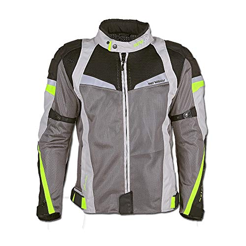 MOTO-BOY Mesh Motorcycle Jacket for Men,Summer Breathable Air Motorbike Riding Jacket with CE Armor for Impact Protection (as1, alpha, 3x_l, big, regular, Grey)