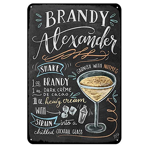 Brandy Alexander Cocktail Metal Signs Home Decor Vintage Tin Signs Pub Home Decorative Plates Metal Sign Wall Plaques Iron Painting 12 x 8 Inch