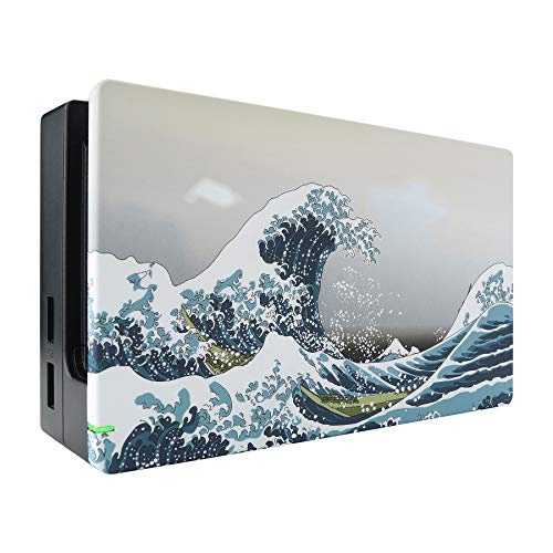 eXtremeRate Custom Soft Touch Grip Faceplate for Nintendo Switch Dock, The Great Wave Patterned DIY Replacement Housing Shell for Nintendo Switch Dock - Dock NOT Included